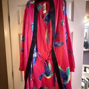 Colorful Hummingbird Satin Robe and nightgown